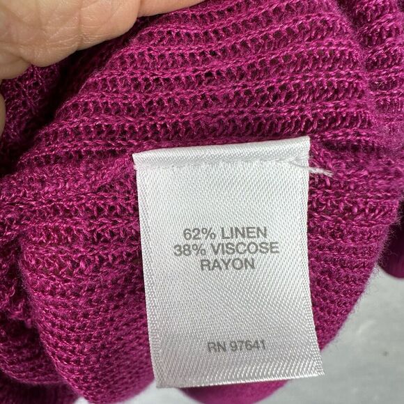 J.Jill Sweater Women MP Pink Linen Blend V-Neck 1/2 Sleeve Pocket‎ Lightweight - Picture 6 of 11